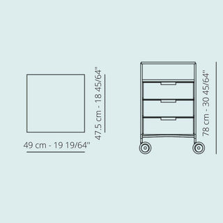 Kartell Mobil chest of drawers with 3 drawers, 1 shelf and wheels Buy now on Shopdecor